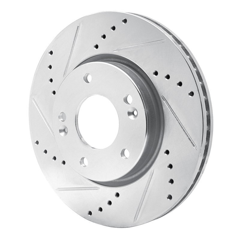 Hyundai Sonata Brake Rotor (1) - Front Left - R1 Concepts - Drilled & Slotted - Silver - `03-`13